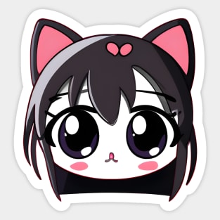 Anime Black Cat Girl With Shinny Eyes Sticker